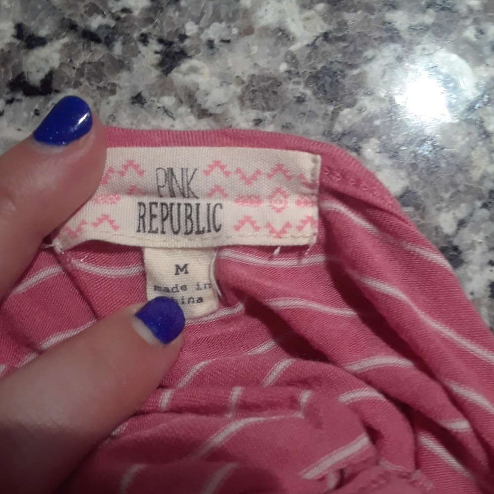 Pink‎ 3/4 Length Striped Top - Picture 2 of 5